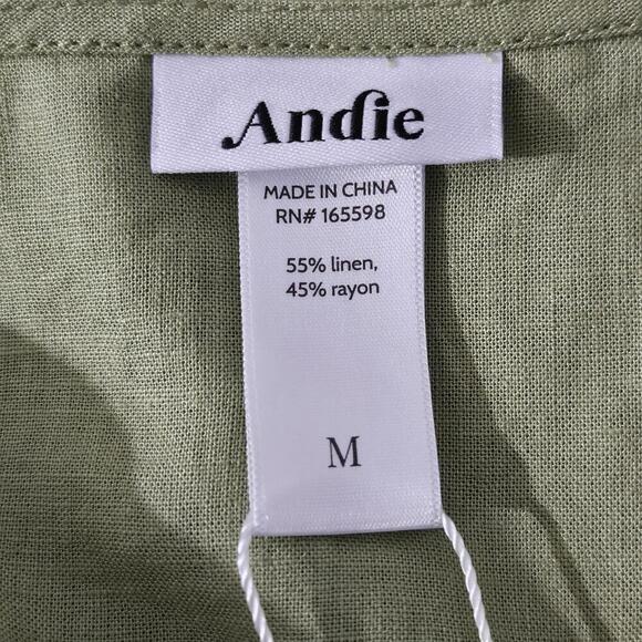2/$50 Andie The Armona Maxi Wrap Dress Linen Ivy Green Size M - Picture 5 of 7